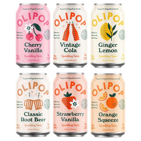 OLIPOP 6-Flavor Soda Variety Pack | Healthy Prebiotic Soft Drinks