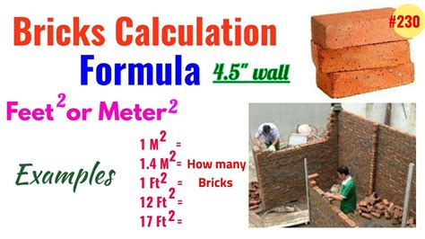 Bricks Calculation Formula In Wall Brick Wall In Square Feet Or