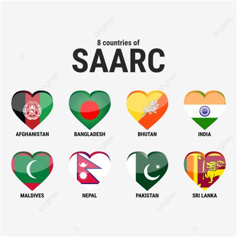 Saarc Member Countries 3d Heart Shape Flags Vector, Saarc, Asia, Flags ...