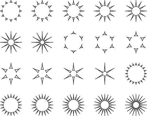 minimal collection   sun rays set  vector art  vecteezy