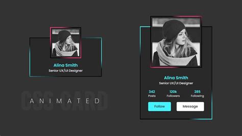 Animated Profile Card Ui Design Using Html And Css Youtube