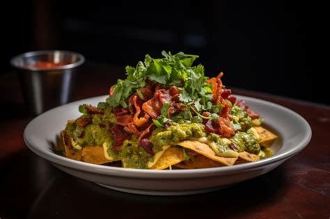 Nachos Topped With Crispy Bacon And Fresh Cilantro Premium Ai