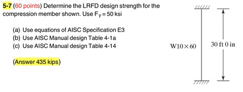 Solved 5 7 60 Points Determine The LRFD Design Strength Chegg