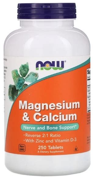 Купить NOW Magnesium & Calcium С цинком и витамином D3 таблетки 250 шт ...