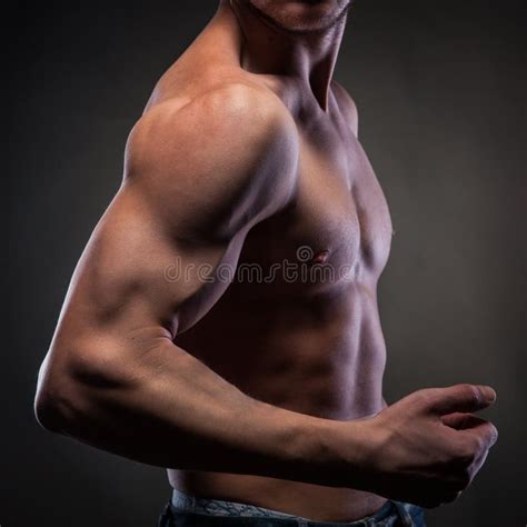 Muscular Naked Man Posing In The Studio Stock Photo Image Of Abdoman