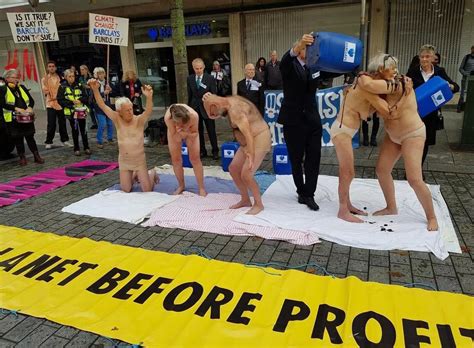 Exeter Activists Strip Naked In Fossil Fuel Protest Outside Barclays Bank Devon Live