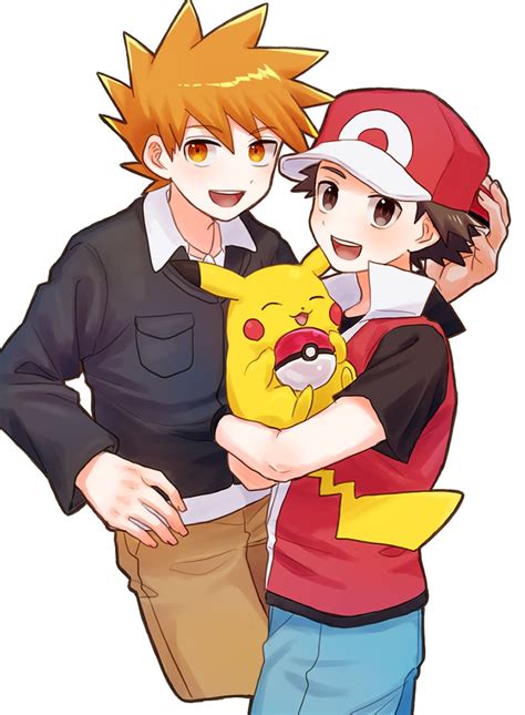 Pikachu Red And Blue Oak Pokemon And 1 More Drawn By Mochi Mocchi