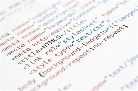 html script stock image image  website printed paper