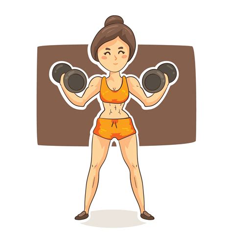 Female Cartoon Weightlifter Download this premium vector about female ...