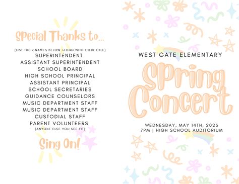 School Concert Program Template 2