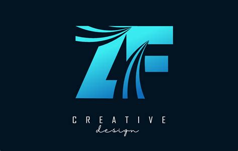 Creative Blue Letters Zf Z F Logo With Leading Lines And Road Concept Design Letters With