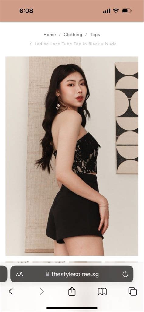 TSS Ladine Lace Tube Top In Black X Nude Women S Fashion Tops