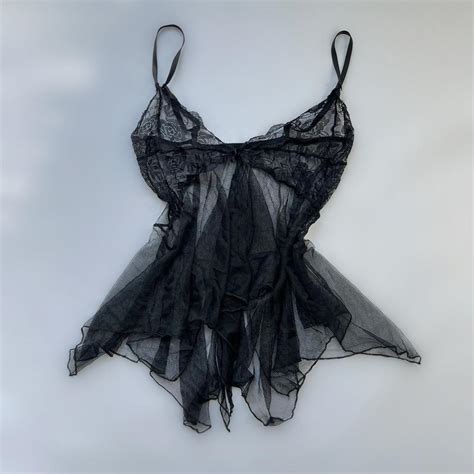 Black Lace Sheer Lingerie Slip Top Y K Trendy Depop