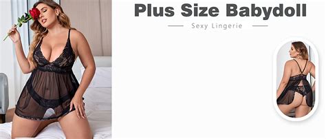 Juicyrose Open Back Lingerie Lace Babydoll Sleepwear Plus Size At Amazon Womens Clothing Store