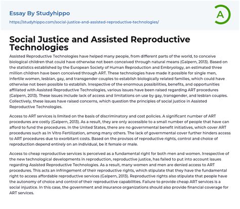 Social Justice And Assisted Reproductive Technologies Essay Example