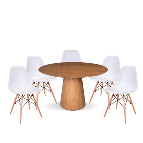 Conjunto Mesa De Jantar Cone Redonda Cm Freij Cadeiras Eames