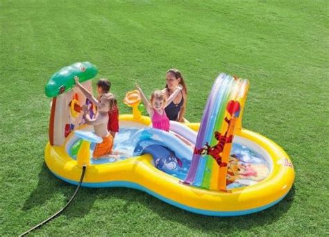 Надувной бассейн с горкой