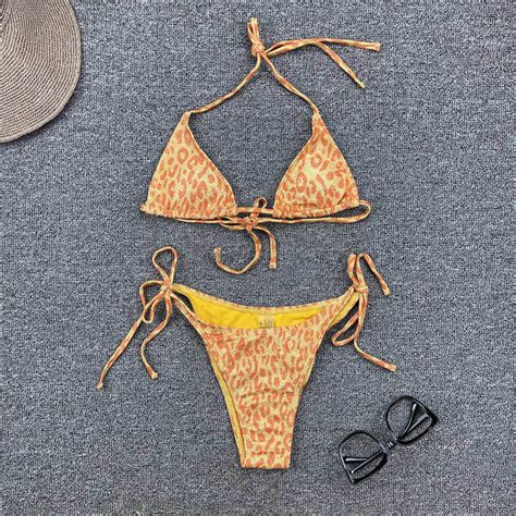 Women S Swimsuit Halter String Leopard Bikini Set Bikini And Swimwear Price