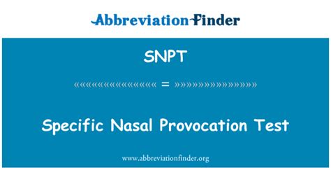 Snpt Significa Prueba De Provocación Nasal Específica Specific Nasal