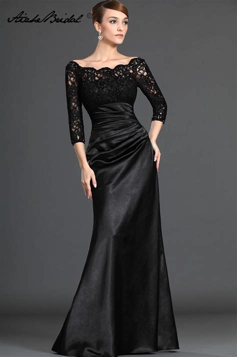 Mother Of The Groom Dresses Gorgeous A Line V Neck 3 4 Sleeve Black