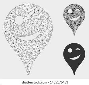 Mesh Joke Smiley Map Marker Model Stock Vector Royalty Free