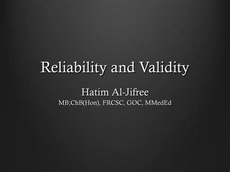 Reliability And Validity Ppt