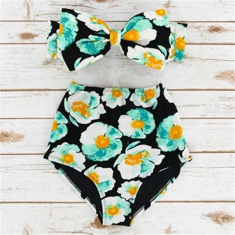 Bikini Stripe Bandeau Vintage Style High Waist Retro Pinup Etsy