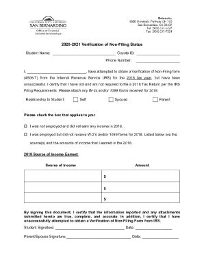 Fillable Online How To Request IRS Verification Of Nonfiling