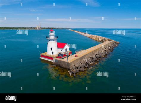 Lighthouse And Harbor Located At Harbor Beach Michigan Stock Photo Alamy