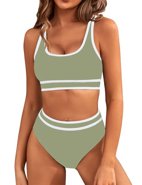 Bmjl Women S High Waisted Bikini Sets Sporty Two Piece Swimsuits Color