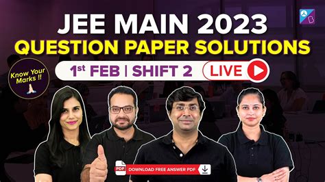 JEE Main 2023 Question Paper Solutions 1st Feb Shift 2 JEE Main 2023