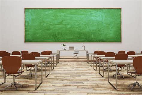 Premium Photo Modern Classroom Interior With Green Chalkboard And Wooden Flooring Mock Up