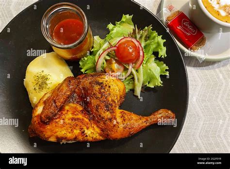 Roasted Chicken At Cafe In Jakarta Indonesia Stock Photo Alamy