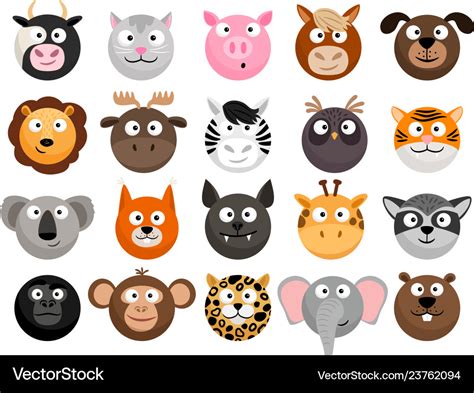 Animal emoticons set Royalty Free Vector Image