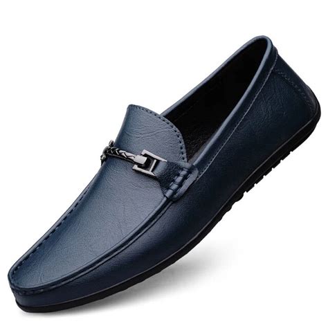 Mocasines de piel auténtica para hombre zapatos planos informales