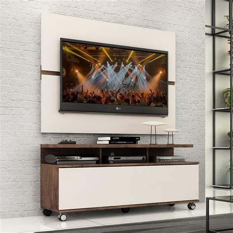Painel Home Com Rack - Rack Com Painel Home Buzios 1,2 M Para Tv 48" Chocolate/off White ...