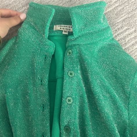 Frankie S Bikinis Sweaters Frankies Bikini Green Button Up Sweater