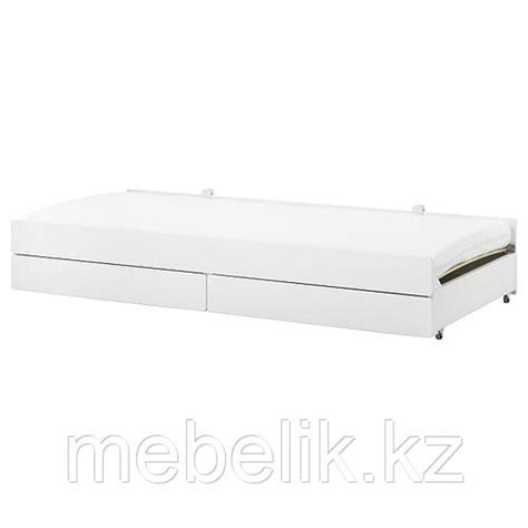 SLÄKT СЛЭКТ Выдвижная кровать с ящиком, белый, (id 88096942)