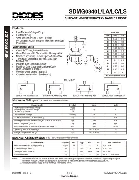 Sdmg Diodes Incorporated Diode Hoja De Datos Ficha T Cnica