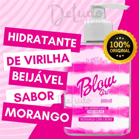 Gel Creme Hidratante Para Virilha Saborizado Beij Vel Blow Girl Hot Flowers Sabor Morango