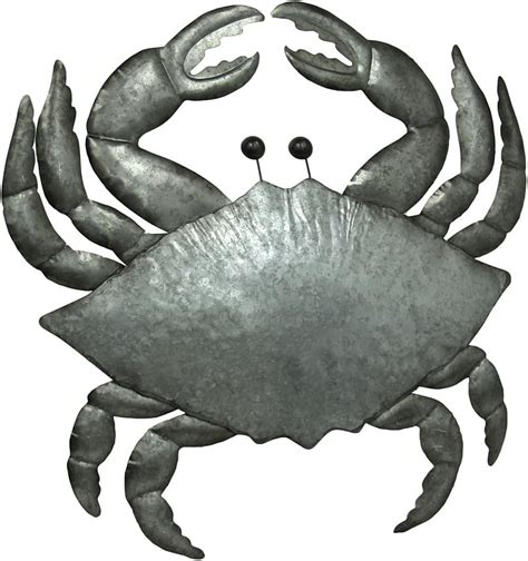 Amazon Zeckos Galvanized Grey Metal Coastal Crab Wall D Cor