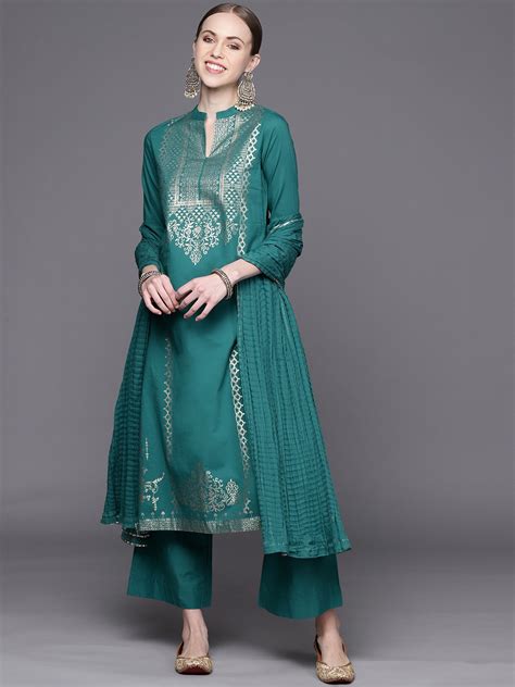 Buy Biba Women Green Ethnic Motifs Print Pure Cotton Kurta With