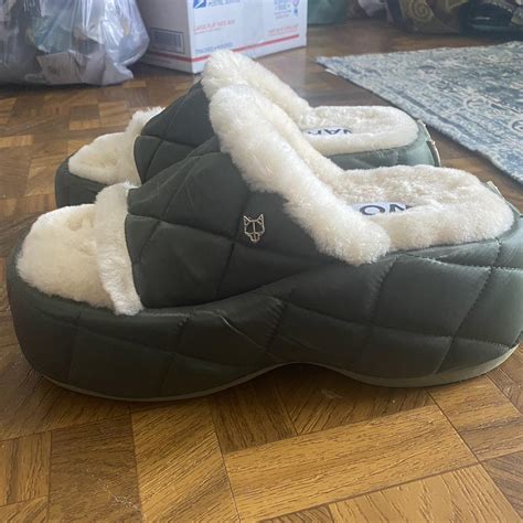 Naked Wolfe Women S Khaki Slides Depop