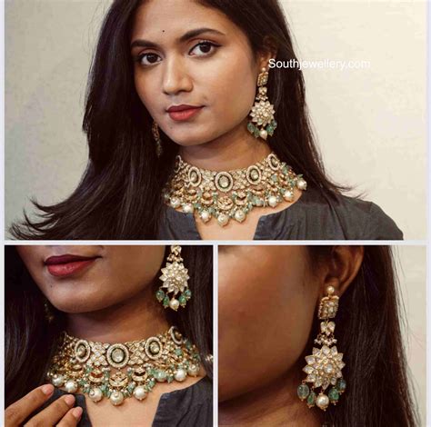 Polki Diamond Choker Set Indian Jewellery Designs
