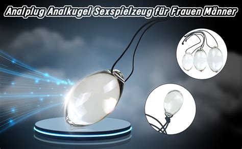 Jinqian 6 Größen Eiförmiges Glas Analkugel mit Tragbares Seil Analplug Analperlen Anal Ball Glas