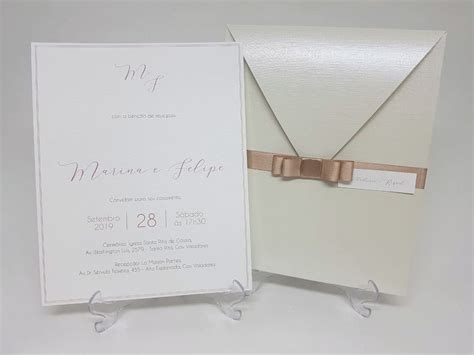 Convite casamento classico nude rosê Elo7 Produtos Especiais