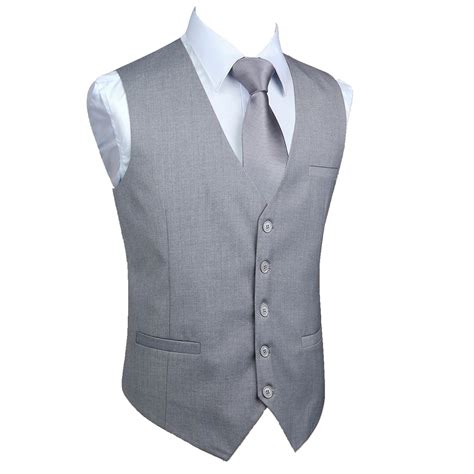 mens  neck suit vests formal business vest wedding tuxedo light grey