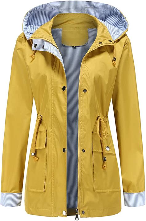 PIKADINGNIS Women S Lightweight Zip Up Pocket Jacket Raincoat With