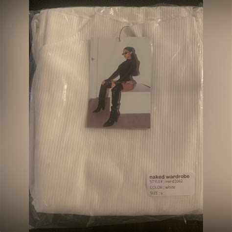 Naked Wardrobe Dresses Naked Wardrobe White The Snatched T Dress Short Sleeve Mock Neck Maxi