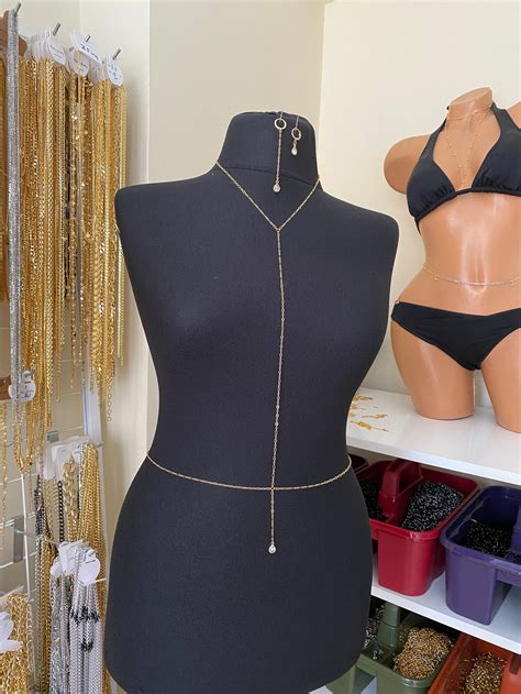 Gold Körperkette Kristall Tropfen Bikini Schmuck Strand Etsy